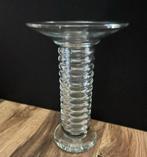 Vintage unieke ribbel glas vaas 22-14 cm, Ophalen, Overige kleuren, Minder dan 50 cm, Glas