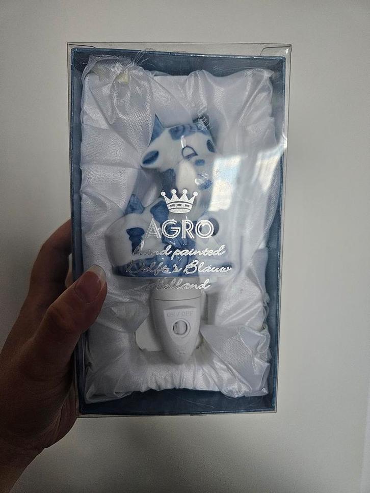 Delfts Blauw Koe Nachtlampje - Handgeschilderd, Huis en Inrichting, Lampen | Tafellampen, Gebruikt, Minder dan 50 cm, Overige materialen