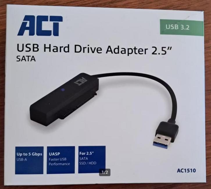 📦 ACT AC1510 USB-Adapter naar SATA HDD/SSD 2.5", Computers en Software, Harde schijven, Nieuw, Laptop, USB, Ophalen of Verzenden