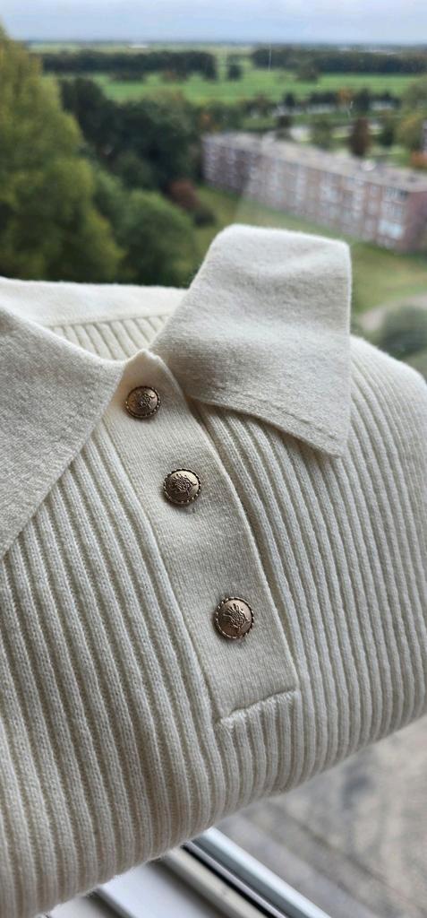 Merino wollen polo-trui maat S, Kleding | Dames, Truien en Vesten, Zo goed als nieuw, Maat 36 (S), Wit, Ophalen of Verzenden