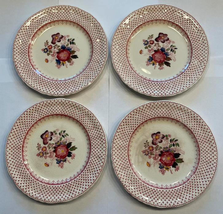 4 antieke gebaksbordjes van Mason's Patent Ironstone China, Antiek en Kunst, Antiek | Servies los, Ophalen of Verzenden