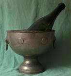 Antieke vertinde wijnkoeler champagnekoeler leeuwenkoppen, Ophalen of Verzenden