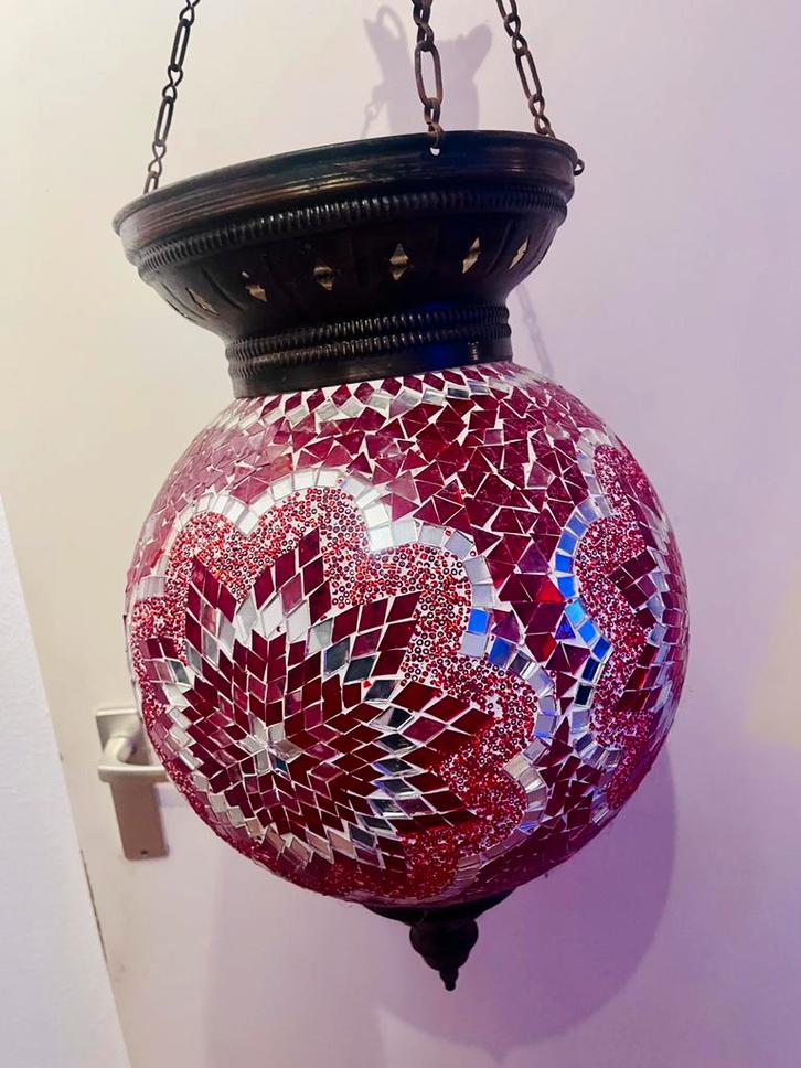 Mosaic Lamp — 30cm rood (hanglamp), Huis en Inrichting, Lampen | Hanglampen, Gebruikt, Minder dan 50 cm, Ophalen of Verzenden