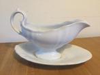 Antieke, witte sauskom met onderschotel - Société Céramique, Antiek en Kunst, Ophalen of Verzenden
