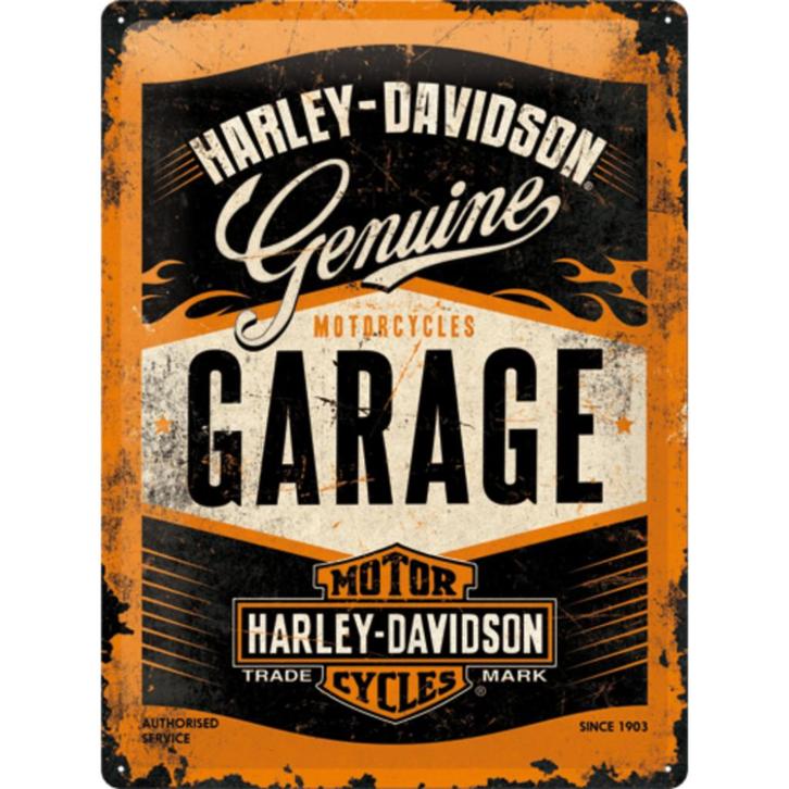 Harley Davidson garage genuine relief reclamebord van metaal, Verzamelen, Automerken, Motoren en Formule 1, Nieuw, Auto's, Verzenden