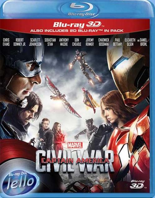 Blu-ray 3D: Captain America 3: Civil War (2016 Chris Evans)K, Cd's en Dvd's, Blu-ray, Nieuw in verpakking, Actie, 3D, Ophalen of Verzenden