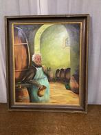 Mooi schilderij “De wijnproeverij”,mancave,, Huis en Inrichting, Ophalen of Verzenden, Schilderij, Minder dan 50 cm