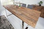 Massief teakhouten tafel 240x100 met. 8mm veiligheids glas, Huis en Inrichting, Teakhout, 200 cm of meer, Zo goed als nieuw, Vijf personen of meer