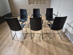 6x KFF Tibed Skid Eetkamerstoelen - Zwart - Leder - Design, Huis en Inrichting, Stoelen, Voltastraat 21, Barneveld, Zwart, Ophalen of Verzenden