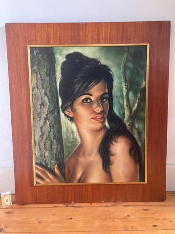 Tina wulpse sexy bosnimf J.H. Lynch vintage groot schilderij beschikbaar voor biedingen