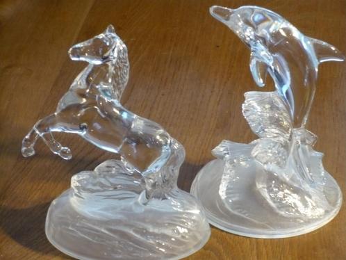 PRACHTIGE KRISTALLEN GLAZEN BEELDEN, PAARD EN DOLFIJN, Antiek en Kunst, Antiek | Glas en Kristal, Verzenden