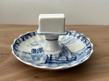 Oude Luciferdooshouder Porselein Zeilboot Delfts Blauw 12 cm beschikbaar voor biedingen