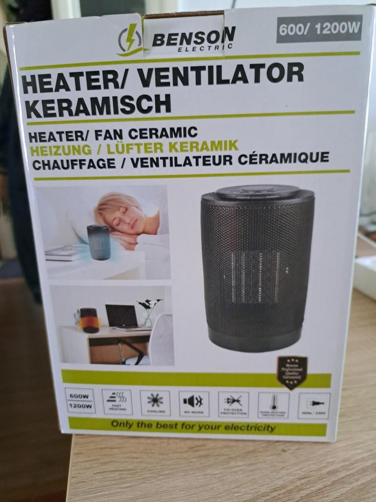 Benson Elektrische Kachel / Ventilator - Keramisch, Huis en Inrichting, Kachels, Nieuw, Vrijstaand, Overige soorten, Elektrisch