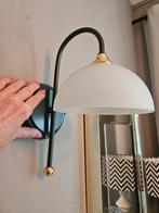 Vintage Muurlamp Donkergroen/Messing, Ophalen of Verzenden, Gebruikt, Glas, Vintage