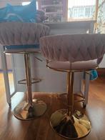 Barkrukken goud met roze, Huis en Inrichting, Barkrukken, 2 krukken, Ophalen, Zo goed als nieuw, 60 tot 90 cm