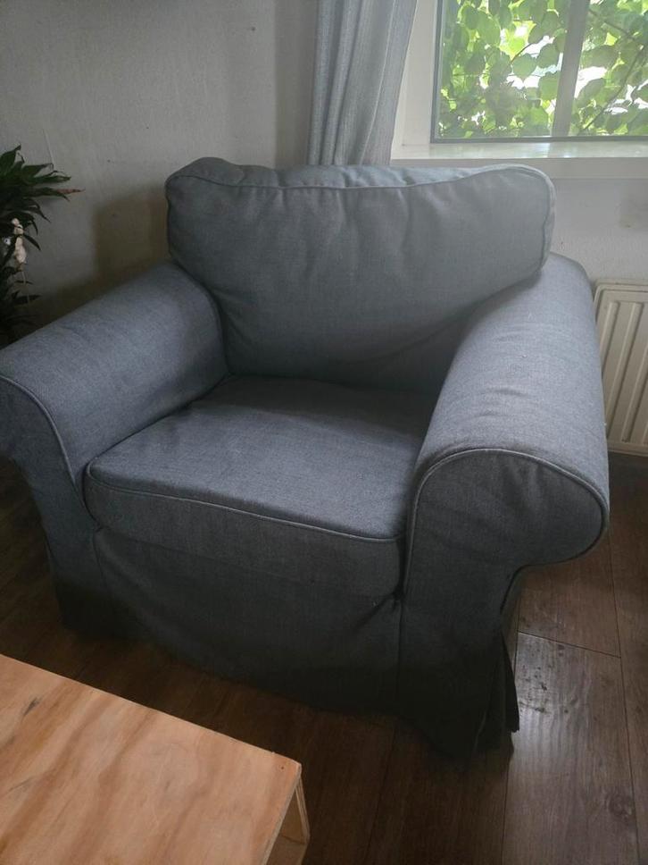 Ikea Ektorp Fauteuil - Grijze Hoes, Huis en Inrichting, Fauteuils, Zo goed als nieuw, Stof, 75 tot 100 cm, 75 tot 100 cm, Ophalen