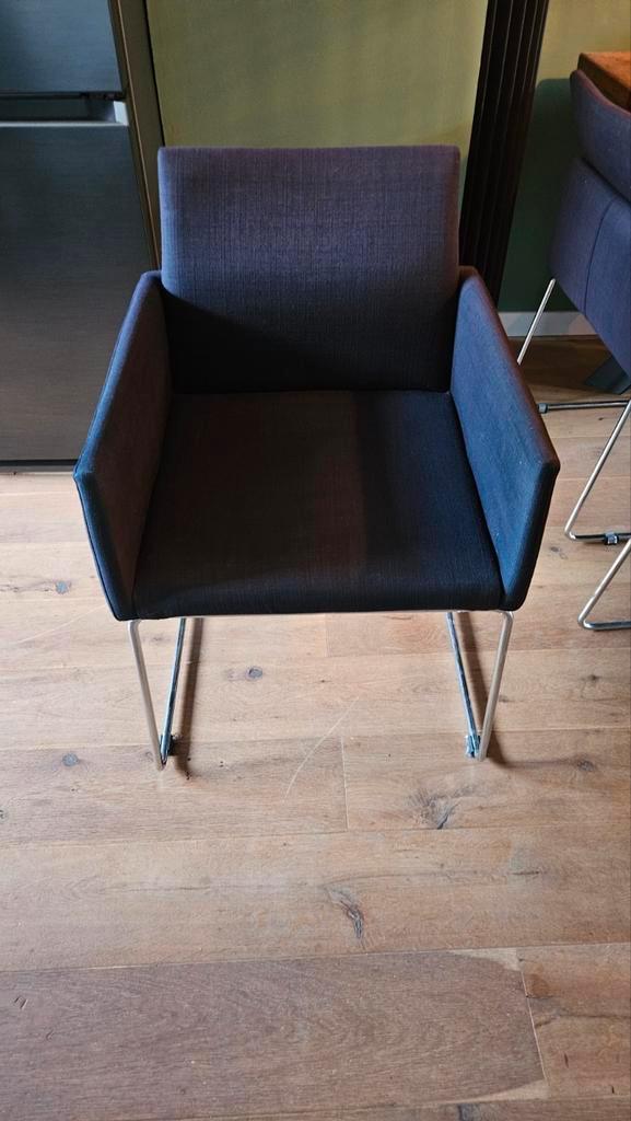 6 Donkerblauwe Kuipstoelen met Chrome Onderstel, Huis en Inrichting, Stoelen, Ophalen