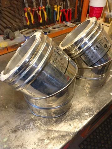 2x RVS 45 Schoorsteen Element - Nieuwstaat beschikbaar voor biedingen