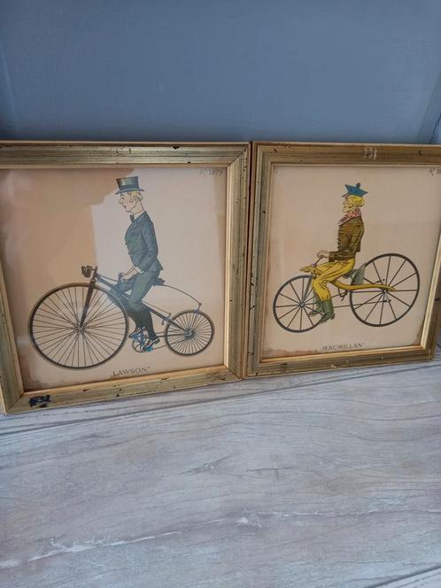 Set oude prenten achter glas met vergulde houten lijst, Antiek en Kunst, Antiek | Woonaccessoires, Ophalen of Verzenden