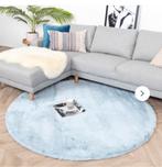 Rond hoogpolige vloerkleed suprème lichtblauw diameter160 cm, Huis en Inrichting, 200 cm of meer, Blauw, Rond, Zo goed als nieuw