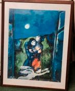 MARC CHAGALL 'Lovers in Moonlight' 85x65 cm mooi ingelijst, Antiek en Kunst, Ophalen