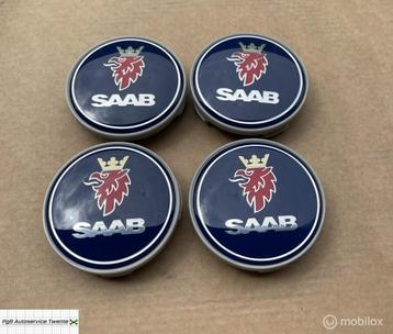 Saab Naafkap set 63mm blauw zeer mooi orgineel formaat beschikbaar voor biedingen