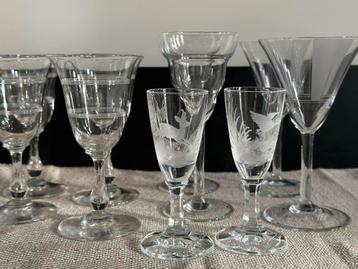 10 antieke Likeurglaasjes kristal beschikbaar voor biedingen