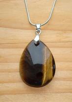 Ketting met grote hanger van tijgeroog, Info.adorabeads@gmail.com, Want 18 Hoogvliet, Adorabeads, Bruin