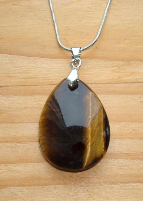 Ketting met grote hanger van tijgeroog, Sieraden, Tassen en Uiterlijk, Kettingen, Nieuw, Steen of Mineraal, Bruin, Met edelsteen