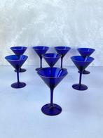 Ralph Lauren martini glazen 8x kobaltblauw jaren 80 vintage, Ophalen, Glas of Glazen, Gebruikt, Glas