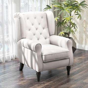Elegante Oorfauteuil, Dik Gepolsterd creme (nieuw) beschikbaar voor biedingen