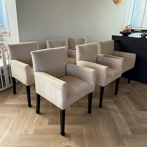 6 eetkamerstoelen MK Design beige zwart, Huis en Inrichting, Stoelen, Zo goed als nieuw, Vijf, Zes of meer stoelen, Overige kleuren