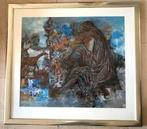 Fluitspelende vrouw in Hof '87 - Jelle Hoogstra 1924-2003, Antiek en Kunst, Ophalen