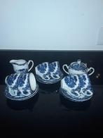 Engels blauw roomstel met 6 kop en schotels, Huis en Inrichting, Keuken | Servies, Verzenden, Zo goed als nieuw, Overige stijlen