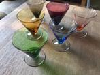 6 Kleurrijke Dessert, Cocktail, ijs glazen, carnaval glazen, Antiek en Kunst, Ophalen of Verzenden