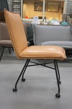 4x luxe eetkamerstoel Sanne Jess Design leer met wieltjes, Ophalen, Overige kleuren, Zo goed als nieuw, Vier