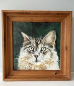 Supermooi schilderij kat doek vintage retro gesigneerd, Antiek en Kunst, Ophalen of Verzenden