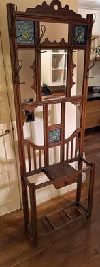 Antieke houten kapstok met spiegel (art nouveau), Ophalen, Gebruikt, Staande kapstok, 150 tot 200 cm