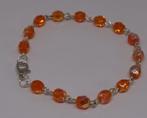 Gekettelde armband met glinsterende oranje kralen, Ophalen of Verzenden, Nieuw, Oranje