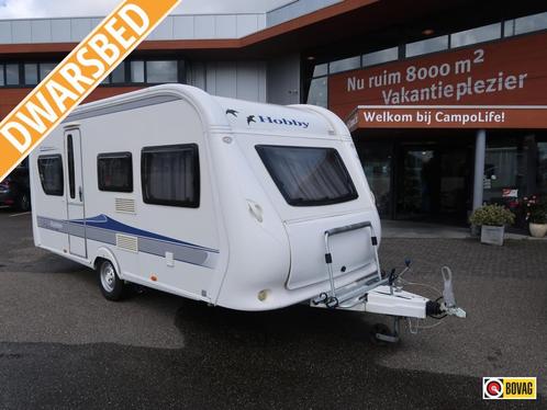 Hobby De Luxe 455 UF MET VOORTENT EN MOVER, Caravans en Kamperen, Caravans, tot en met 4, 1000 - 1250 kg, Rondzit, Hobby, Dwarsbed