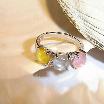 HelloGoodbye Nw Zinzi Tricolor Ring mt 18,5/925 Zilver, Sieraden, Tassen en Uiterlijk, Ringen, Nieuw, Dame of Heer, 18 tot 19
