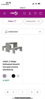 vidaXL 3-delige Eethoekset grijs sonoma eikenkleurig, Ophalen of Verzenden, Nieuw, Minder dan 4 stoelen