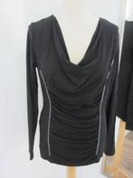 Top/shirt 40, zwart, accent voorpand, watervalhals, z.g.a.n., Maat 38/40 (M), Zwart, Ophalen of Verzenden, Zo goed als nieuw