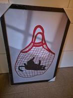 Schilderij: Kat in tas, Minder dan 50 cm, Ophalen of Verzenden, Zo goed als nieuw, Schilderij