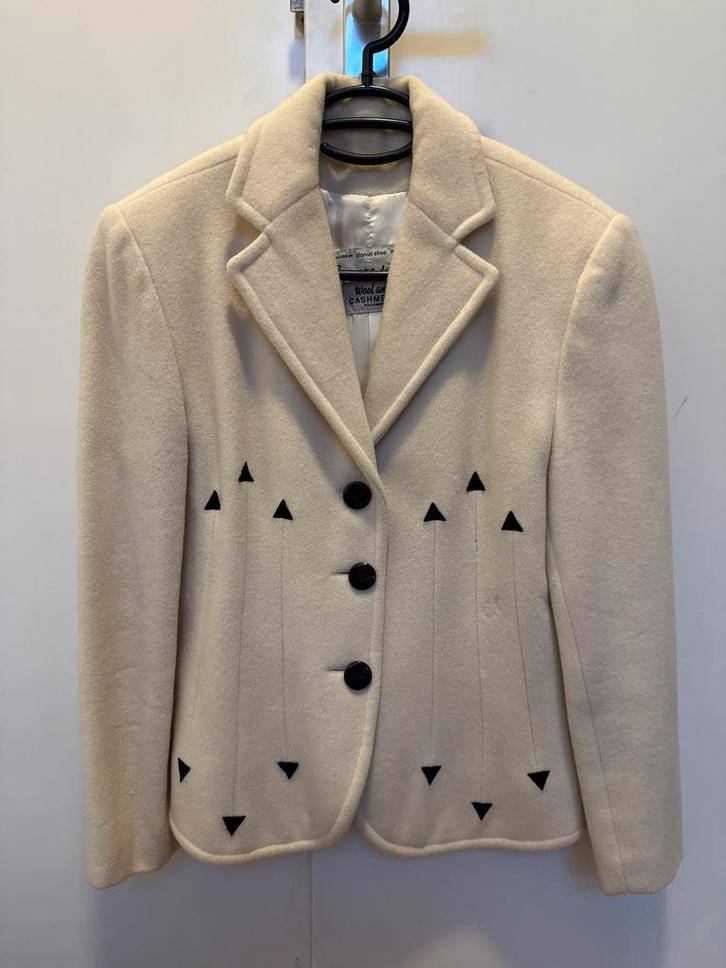 Vintage Wooland Cashmere Jasje, Kleding | Dames, Jasjes, Kostuums en Pakken, Zo goed als nieuw, Jasje, Maat 36 (S), Beige, Ophalen of Verzenden