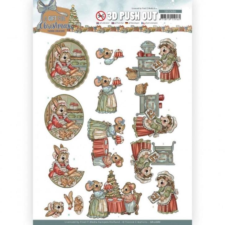 Yvonne Creations SB10686 A Gift For Christmas Cake push out, Hobby en Vrije tijd, Kaarten | Zelf maken, Nieuw, Knipvel, Kerst