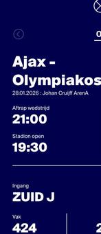Ajax-Olympiakos 1 ticket vak 424, Tickets en Kaartjes, Eén persoon
