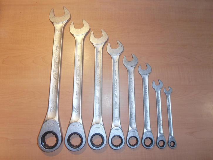 Zgan GEDORE 8 dlg steek-ringratel sleutel set type No.7R., Doe-het-zelf en Verbouw, Gereedschap | Handgereedschap, Zo goed als nieuw