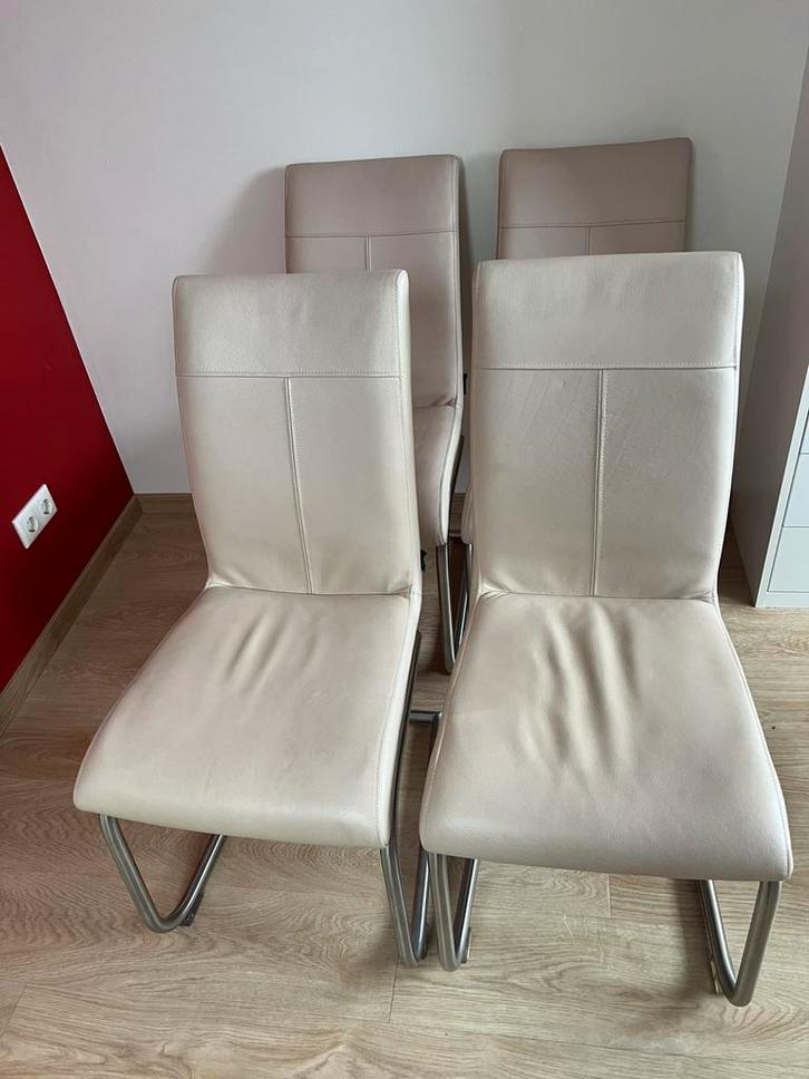Vier leren eetkamerstoelen van Henders & Hazel, Huis en Inrichting, Stoelen, Gebruikt, Vier, Leer, Overige kleuren, Ophalen