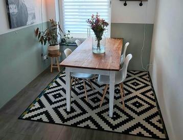 IKEA Lappljung vloerkleed 200x200cm zwart wit laagpolig beschikbaar voor biedingen
